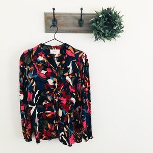 ba&sh Red Floral Button Down Blouse S